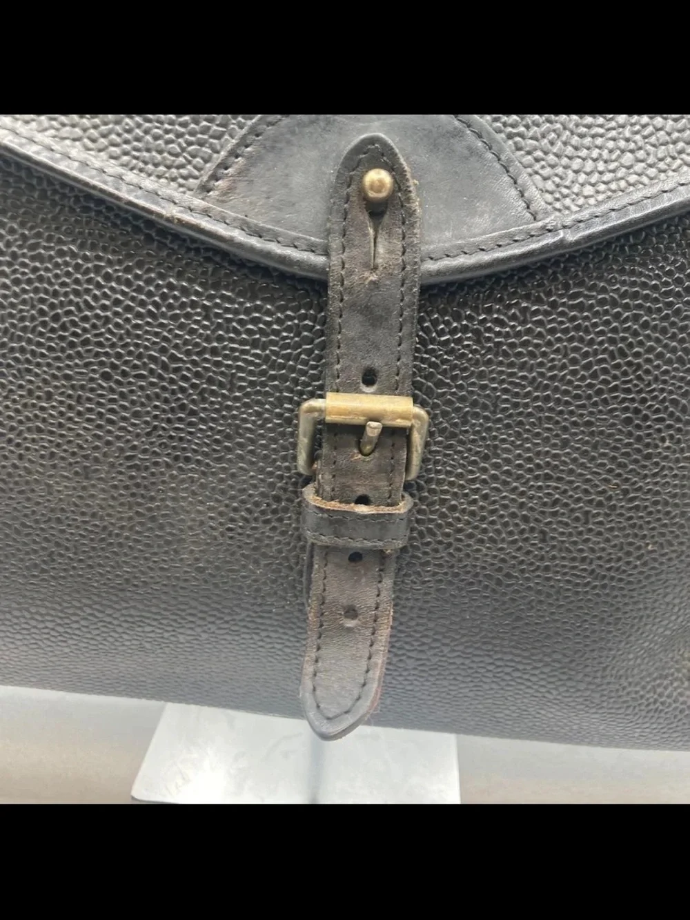 Mulberry Black Textured Leather Briefcase with Buckle
